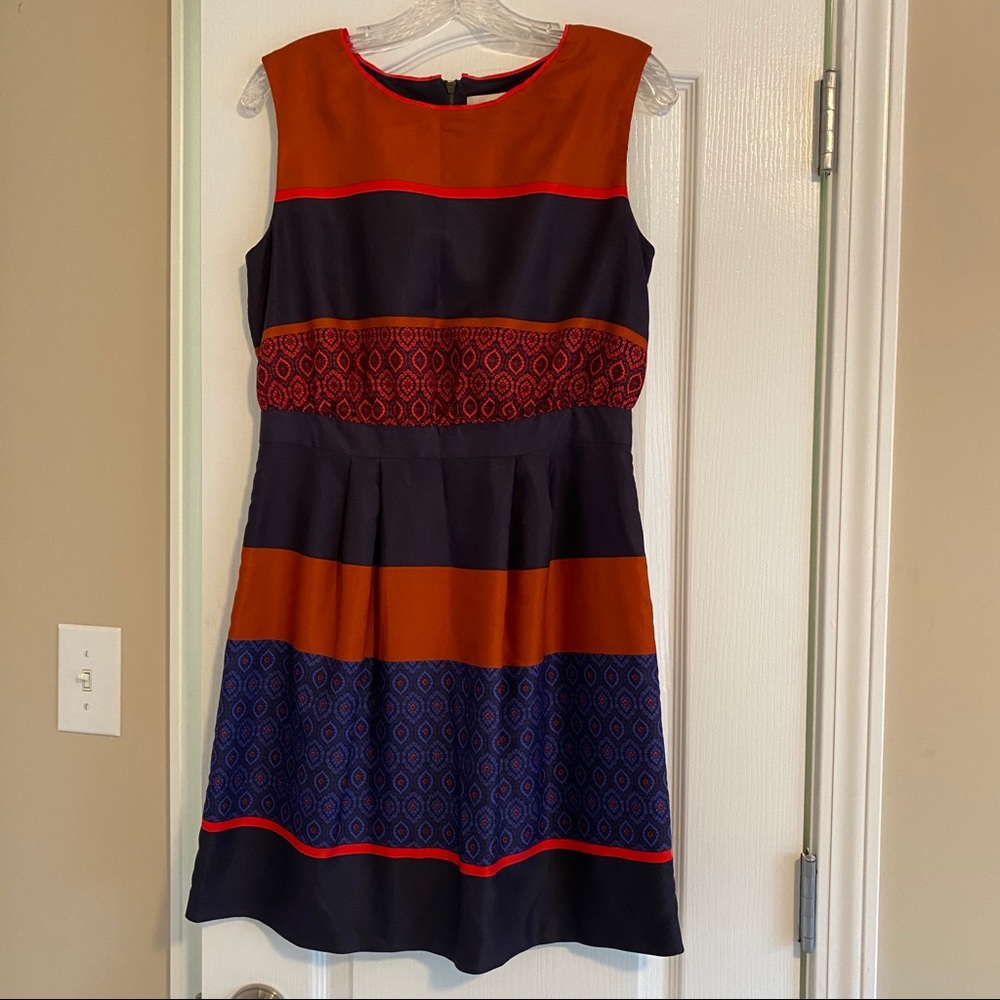 Loft navy, red and orange sleeveless dress.